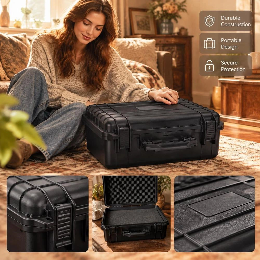 Portable Flight Suitcase, Black, 47x36x18 Cm, PP