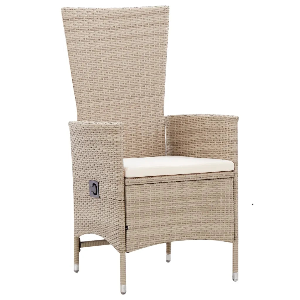 Set da Pranzo da Giardino 7 pz con Cuscini in Polyrattan Beige 46040