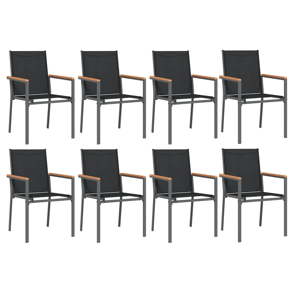 Set da Pranzo da Giardino 9 pz Nero in Textilene e Acciaio