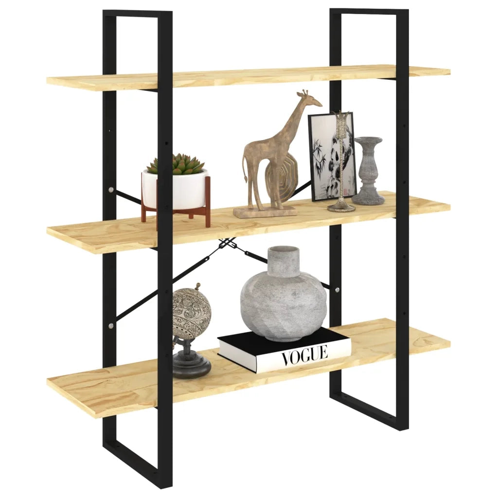 Libreria a 3 Ripiani 100x30x105 cm in Legno Massello di Pino 806552