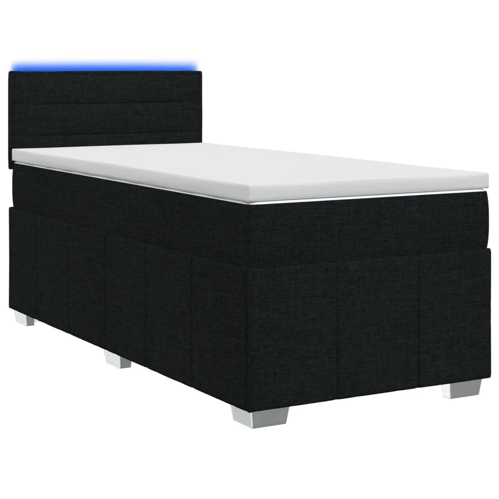 Letto box spring con materasso Nero 90 x 200 cm Tessuto 3452581