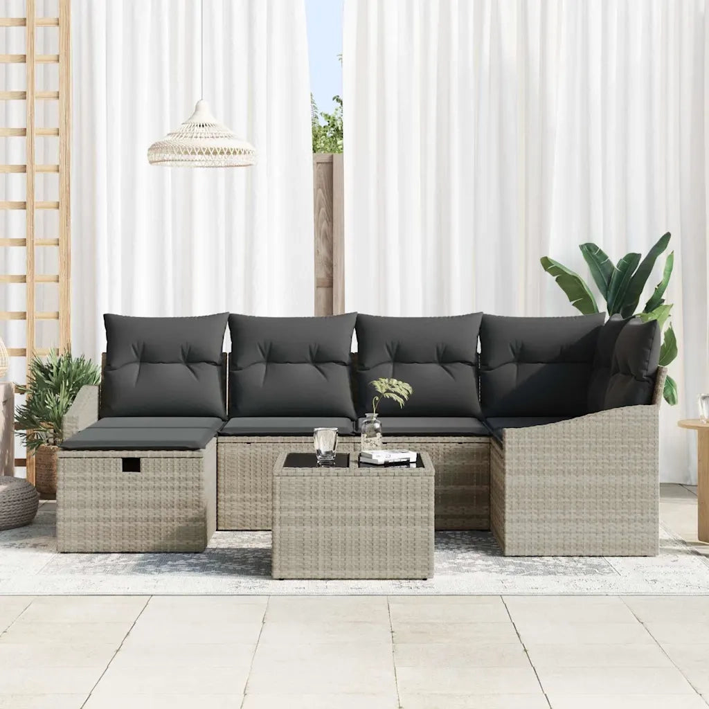 Set di divani 7 pcs Grigio chiaro e grigio polyrattan 3359291