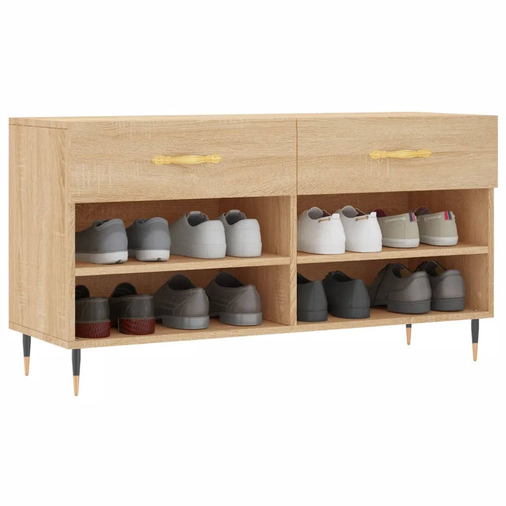 Panca Porta Scarpe | Scarpiera | Mobile per scarpe Rovere Sonoma 102x35x55 cm Legno Multistrato