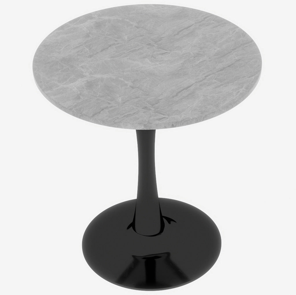 Tavolino rotondo moderno in marmo artificiale nero e grigio; 77;5 x 77;5 x 15;5 cm