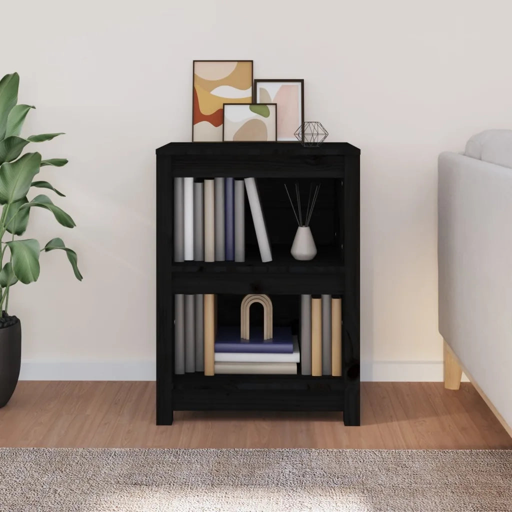 Libreria Nera 50x35x68 cm in Legno Massello di Pino 821703