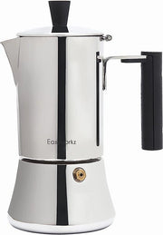 Macchina per Espresso in Acciaio Inossidabile per Induzione, Gas e Tutti i Fornelli, Moka per 4 Cibi 200 ml Argento