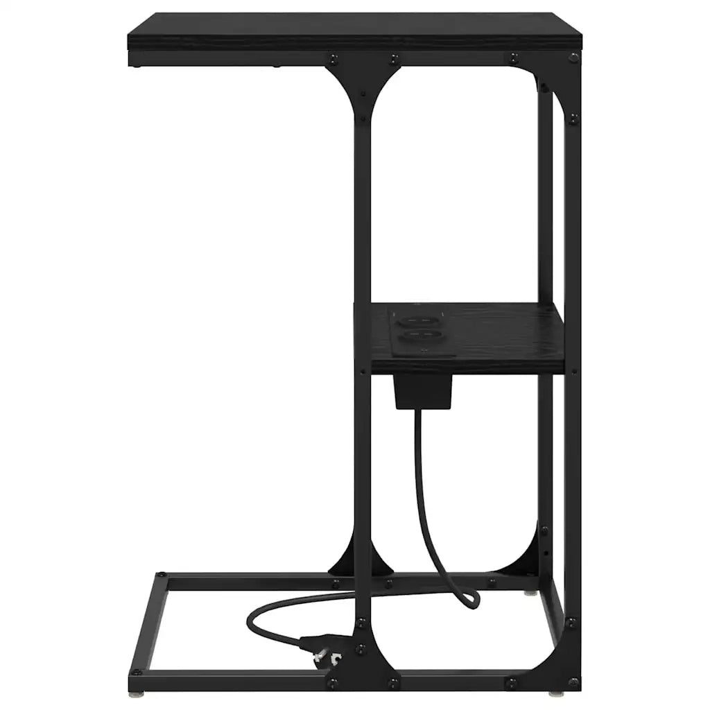 Comodino | Armadio da Notte | Mobiletto da notte Rovere Nero 41,5 x 26 x 60,5 cm