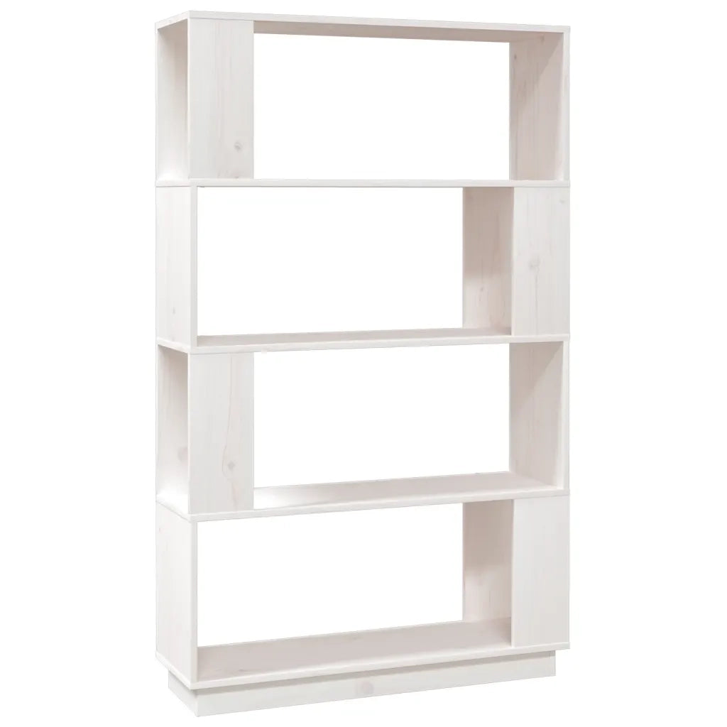 Libreria Divisorio-Scaffale per Libri-Mobile di Stoccaggio Bianco 80x25x132 cm Legno Massello di Pino 581761