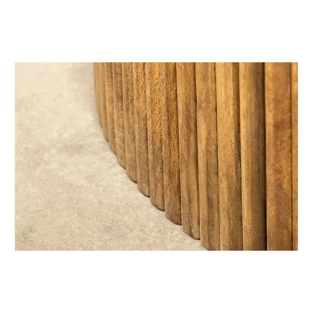 Table YONA – Rotonda diametro 120 cm – Legno massiccio di mango verniciato – Con vani integrati – Stile rustico