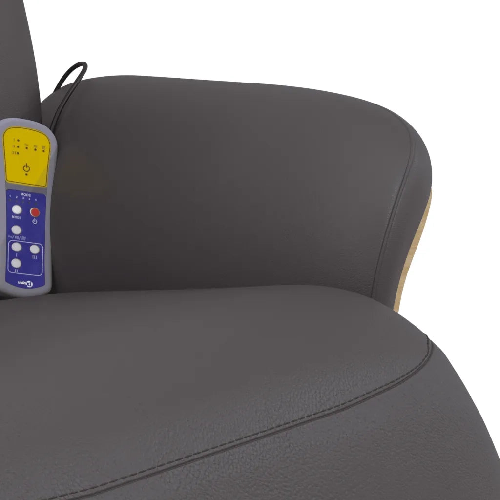 Poltrona Reclinabile Massaggiante | Sedia Relax Poggiapiedi Grigia Similpelle