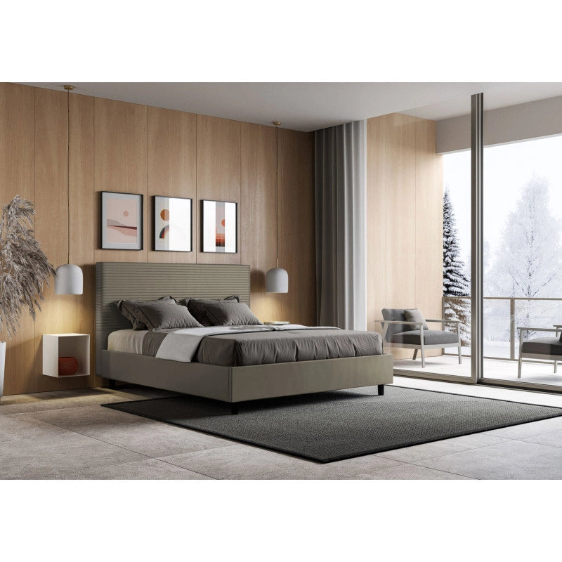 Letto imbottito Matrimoniale 170x210 cm Focus - Similpelle,Senza rete,Cappuccino