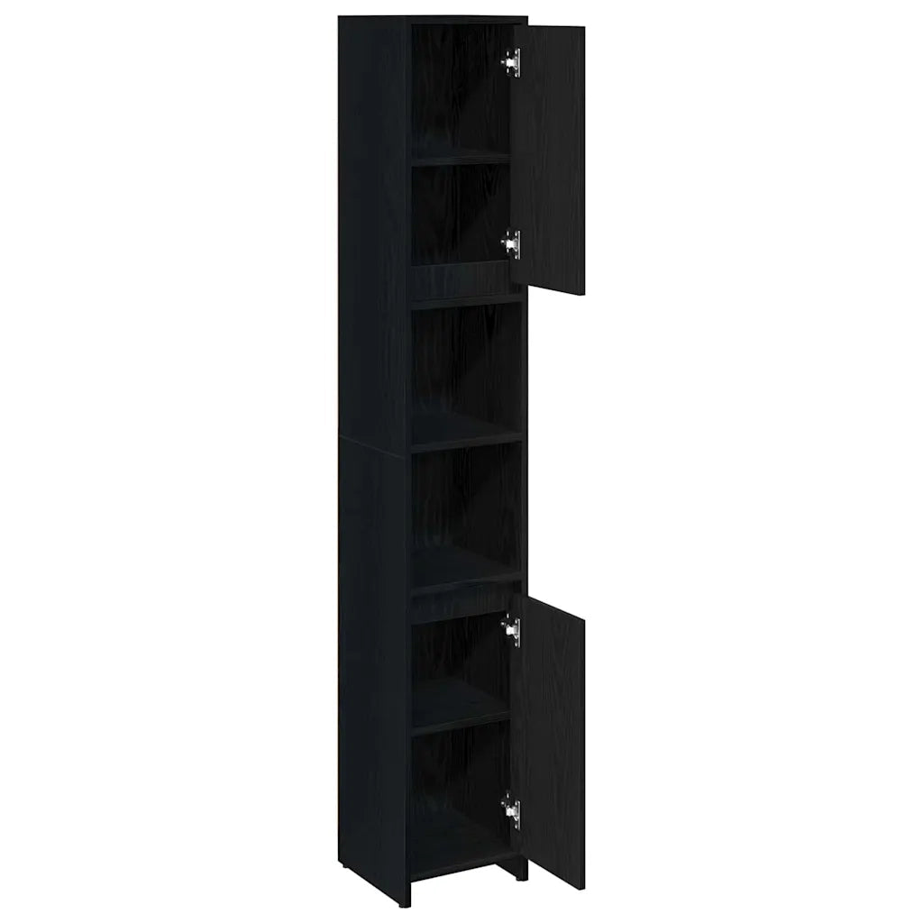 Mobile da Bagno con porta Rovere Nero 30 x 30 x 183,5 cm 862505
