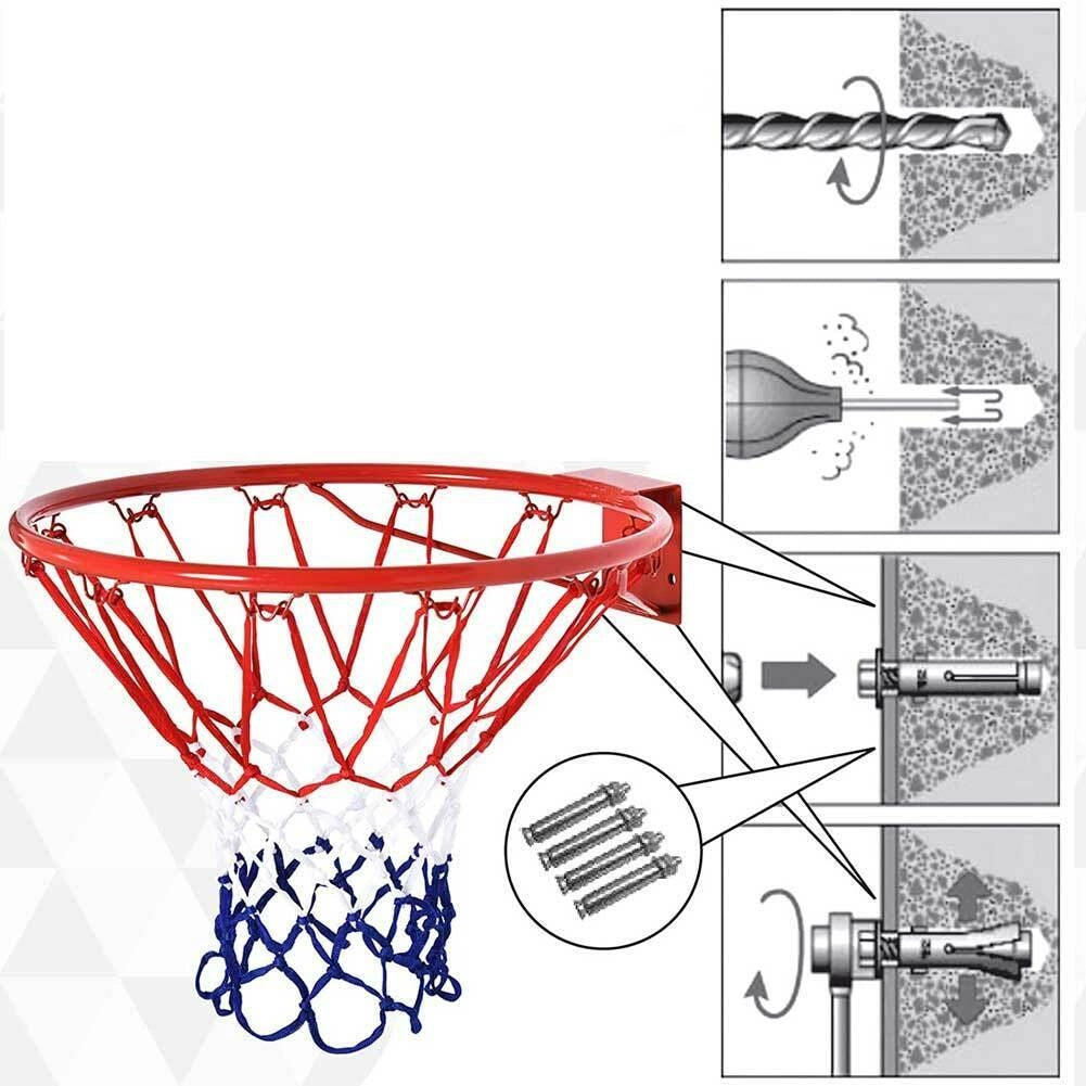 Canestro Basket Cerchio Regolamentare 46 CM 18'' con rete e kit di montaggio