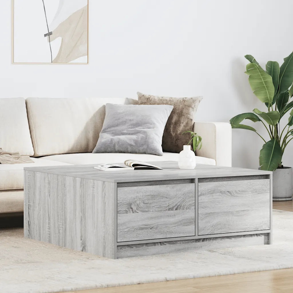 Tavolino da Salotto con Cassetti Grigio Sonoma 100x100x40 cm