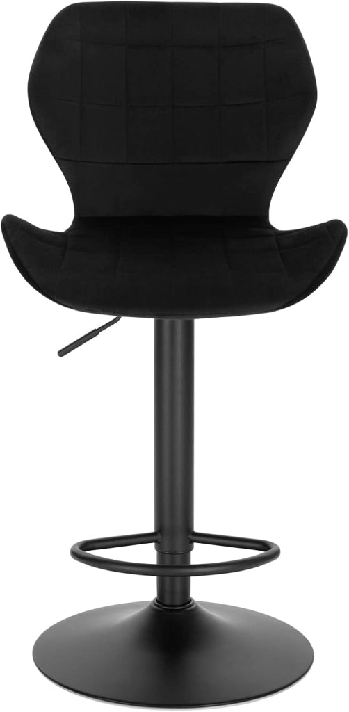 Set di 1 Sgabello da Bar con Schienale e Poggiapiedi Girevoli a 360° Sedia Alta da Cucina con Seduta Regolabile tra 60-82cm in Velluto e Metallo Nero BH324sz-1