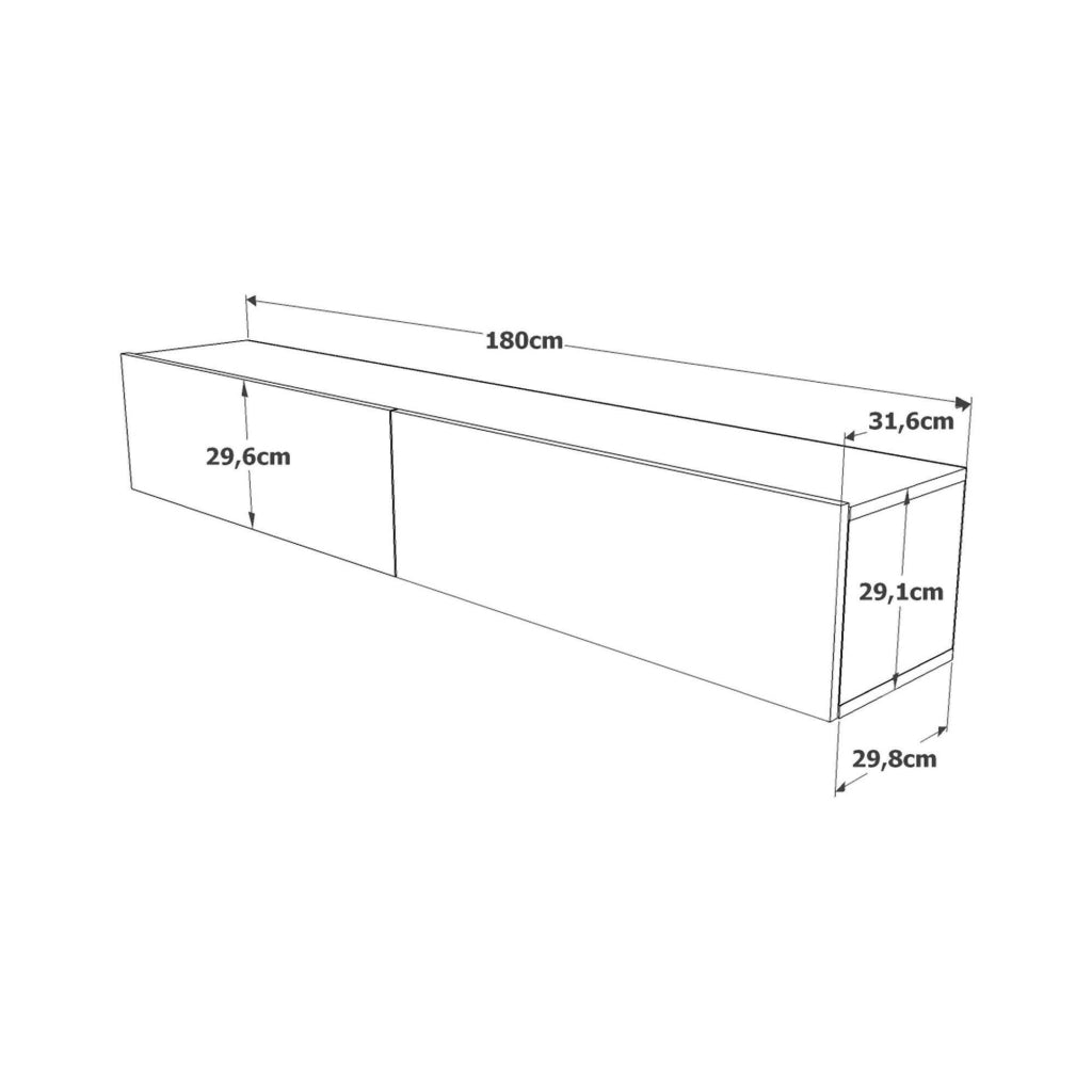 Mobile porta TV Pavone, Credenza da soggiorno, Armadio basso per TV, Base parete attrezzata, 180x32h30 cm, Quercia e Antracite
