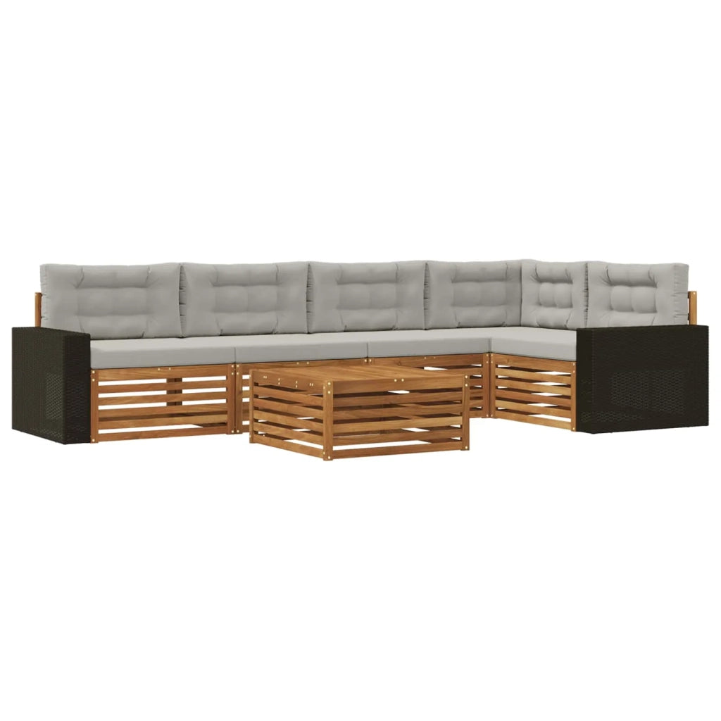 Set di divani da esterno 6 pz Naturale e Grigio Chiaro 3383394