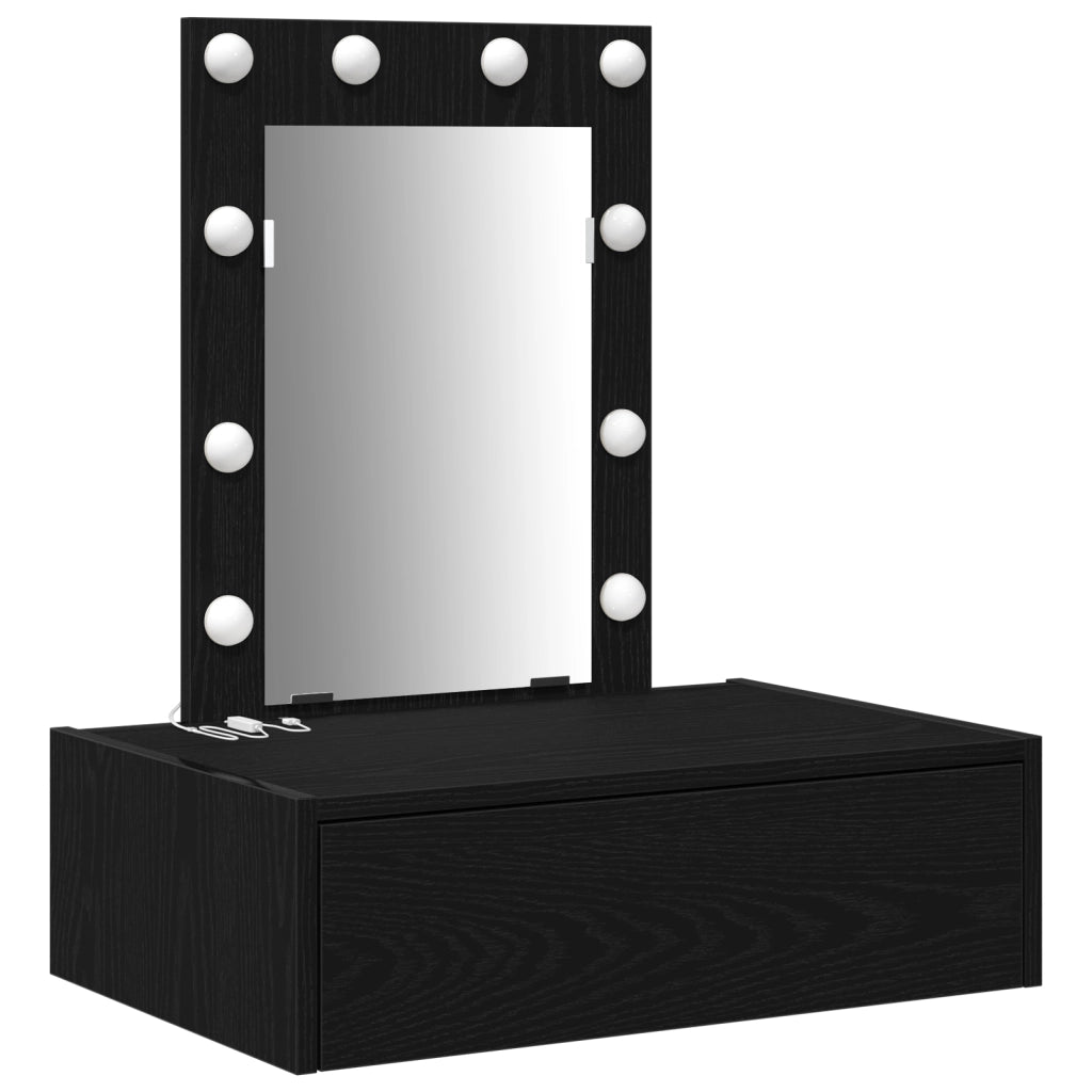 Toeletta da Parete con Luci LED - Rovere Nero