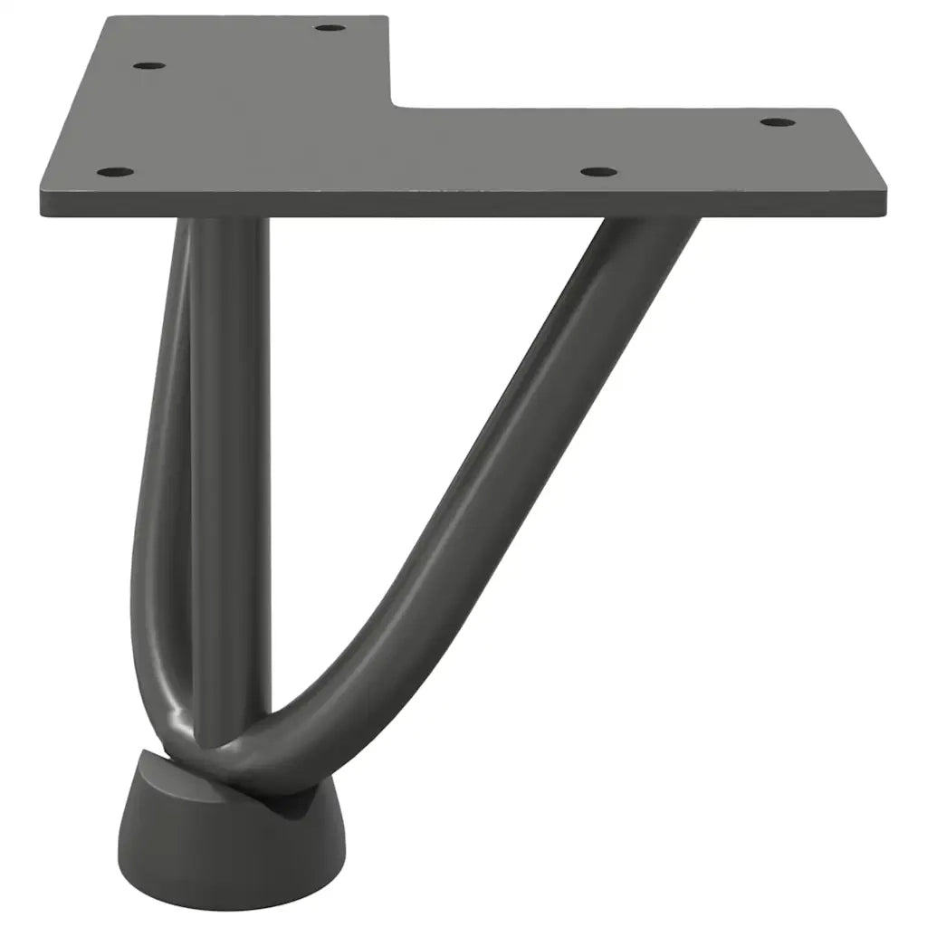 Gambe a forcina per tavolino 4 pz antracite 10 cm acciaio massiccio