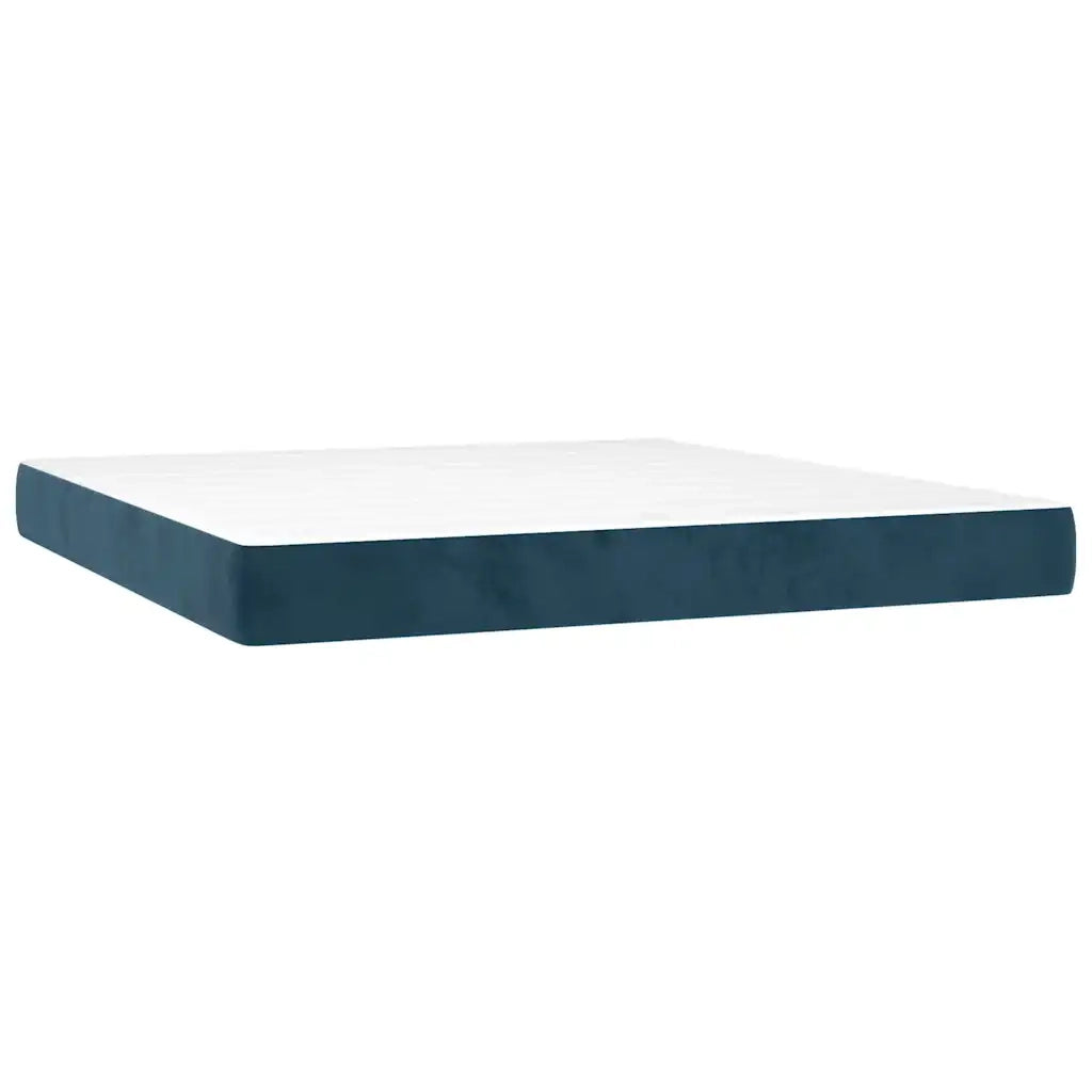 Giroletto a Molle con Materasso Blu Scuro 160x200 cm in Velluto 3144343