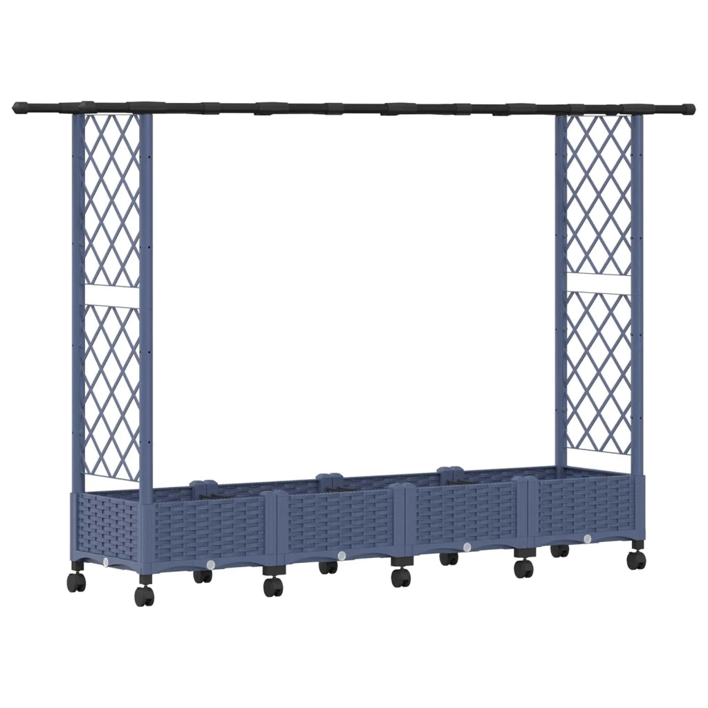 Letto Rialzato con Griglia e Tetto Grigio 203 x 40 x 127 cm PP 3423158