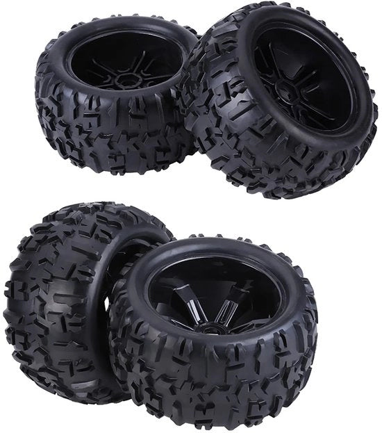 Pneumatici RC auto - Progettazione Antisfregamento - Pneumatici Off-road Sostenibili - Superficie Antislittamento - Dischi di Acciaio Rafforzati - Per 1/8 Scale Trucks/Racing Auto