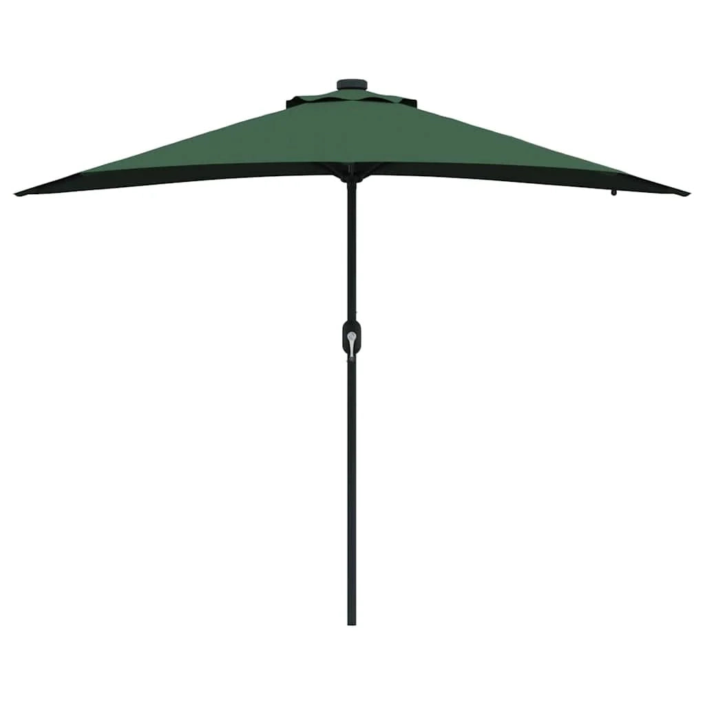 Ombrellone da giardino pieghevole moderno con LED solari 294 x 150 x 223 cm poliestere verde 02_0058659