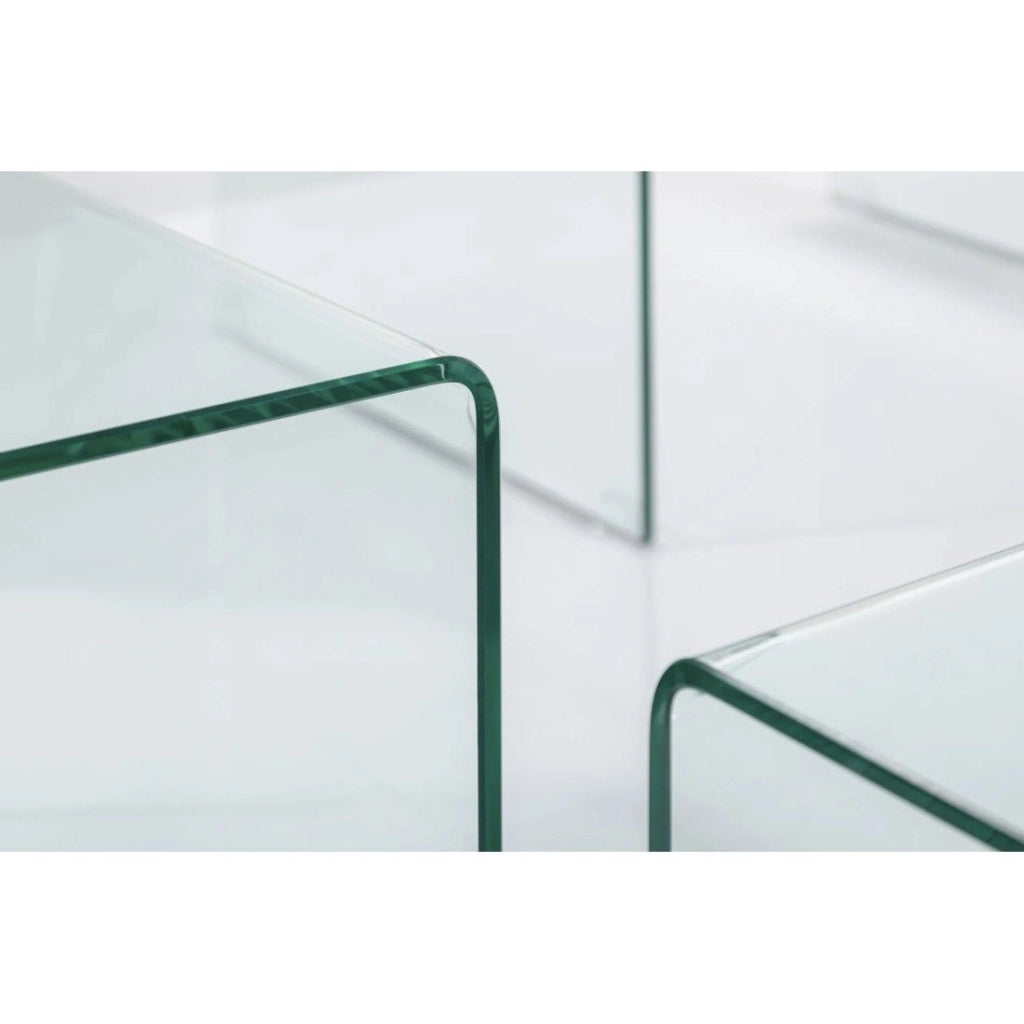 Tavolini impilabili HOLOW – Set di 3 tavolini bassi design in vetro temperato