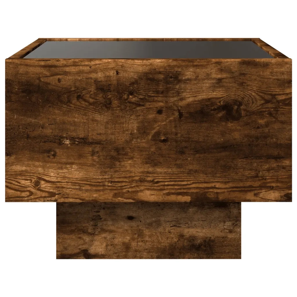 Comodino | Armadio da Notte | Mobiletto da notte con LED Infinity Rovere Fumo 40x40x30 cm