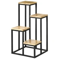 Scaffale per Piante a 4 Livelli in Metallo e Legno per Interni ed Esterni, 34x34x66cm