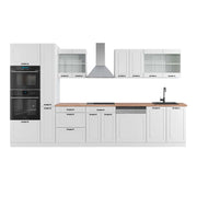 Vicco Mobile da cucina Casa di campagna bianca/bianco 350 cm con armadio alto, PL Rovere