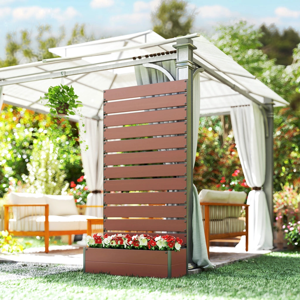 Fioriera Rialzata con Griglia per Piante Rampicanti ¨C zephmum ¨C Legno Composito, 64L