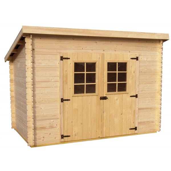 Casetta in legno da giardino con porta vetrata – 300x184 cm – tavole 20 mm, tetto bitumato rosso – CH3019.02N Foresta