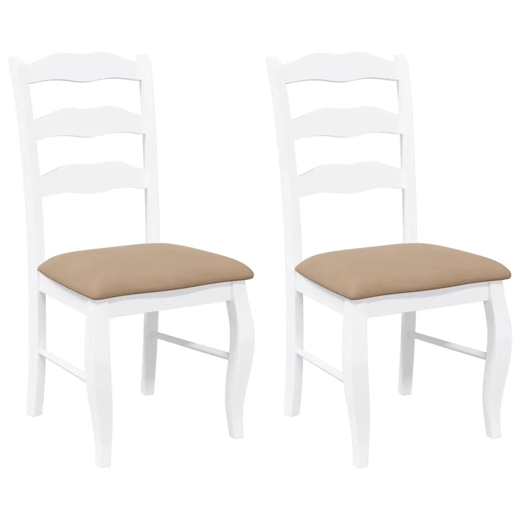 Sedie da Pranzo con Cuscini 2 pz Bianco Legno Massello di Hevea 4102498