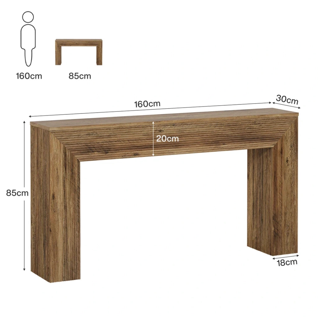 Tavolo consolle rustico in MDF marrone con piano da 160 cm