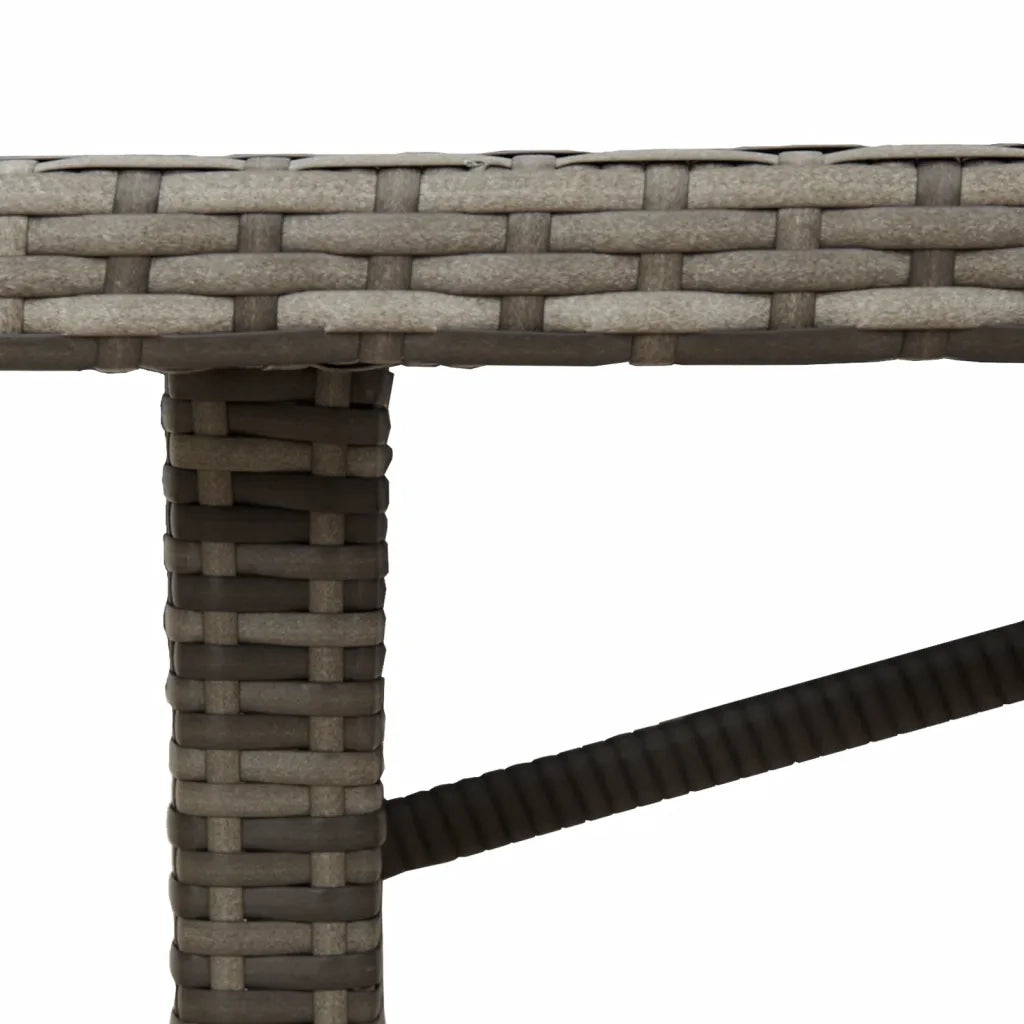 Tavolo Giardino | Tavolino da esterno Piano Legno Acacia Grigio 190x80x74 Polyrattan