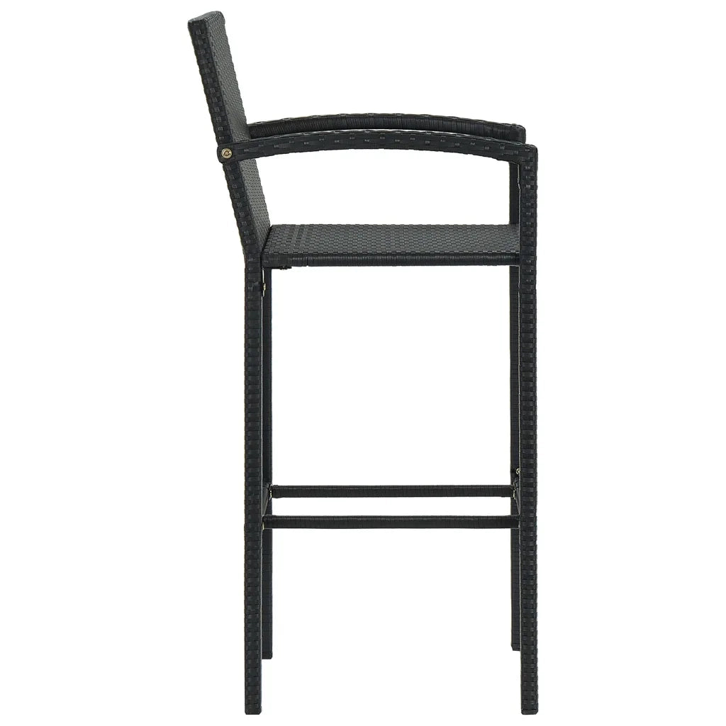 Set Bar da Giardino 5 pz in Polyrattan Nero cod mxl 34954