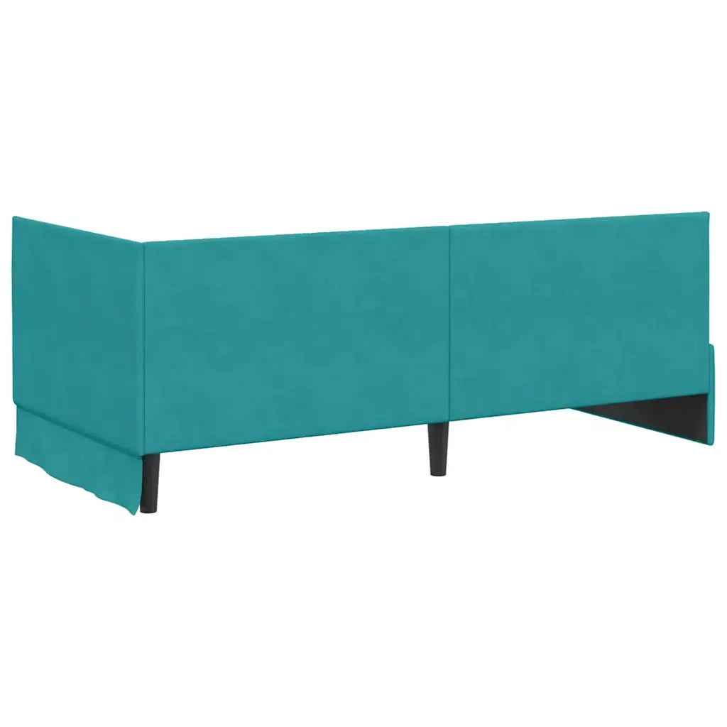 Cornice del letto ad angolo Turchese 90 cm x 200 cm Velluto