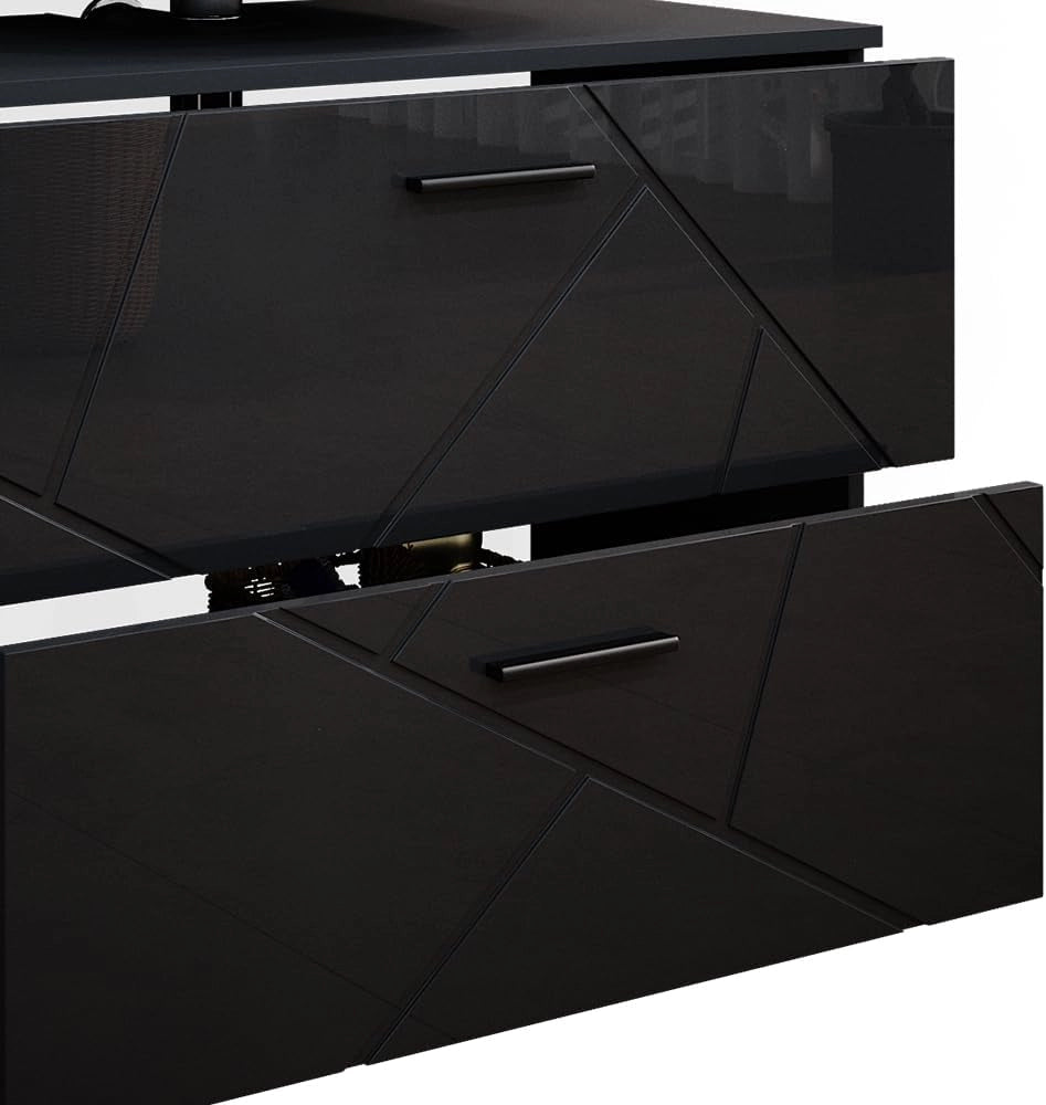 Set mobili bagno Irma, Antracite lucido, 80 cm, composto da mobile sottolavabo, specchiera e mobile medio