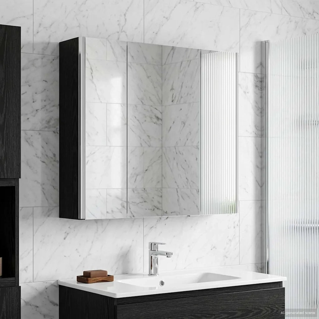 Mobiletto per specchio da bagno Rovere Nero