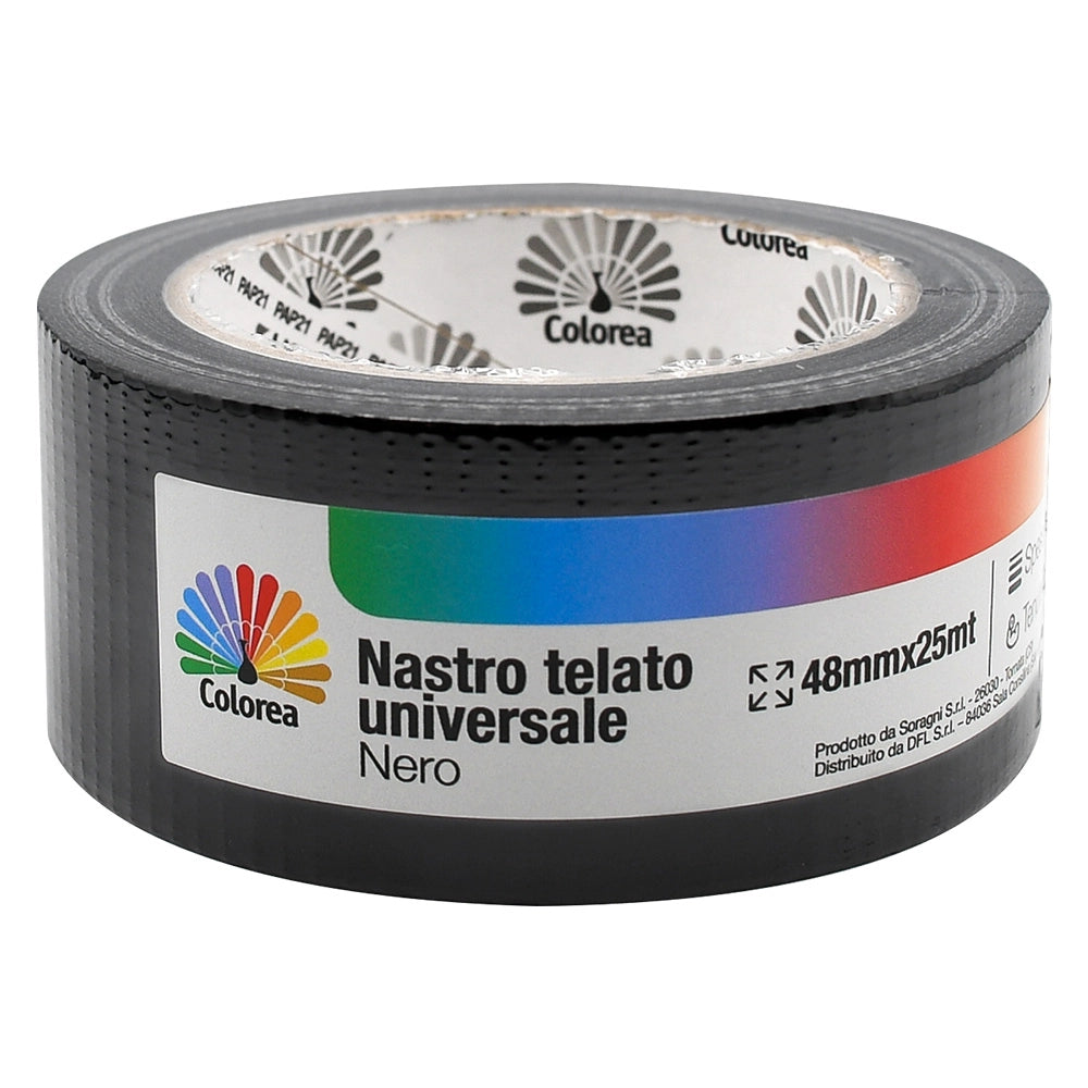 Nastro Telato Universale Colorea Nero 18 Pezzi 48 x 25 mt