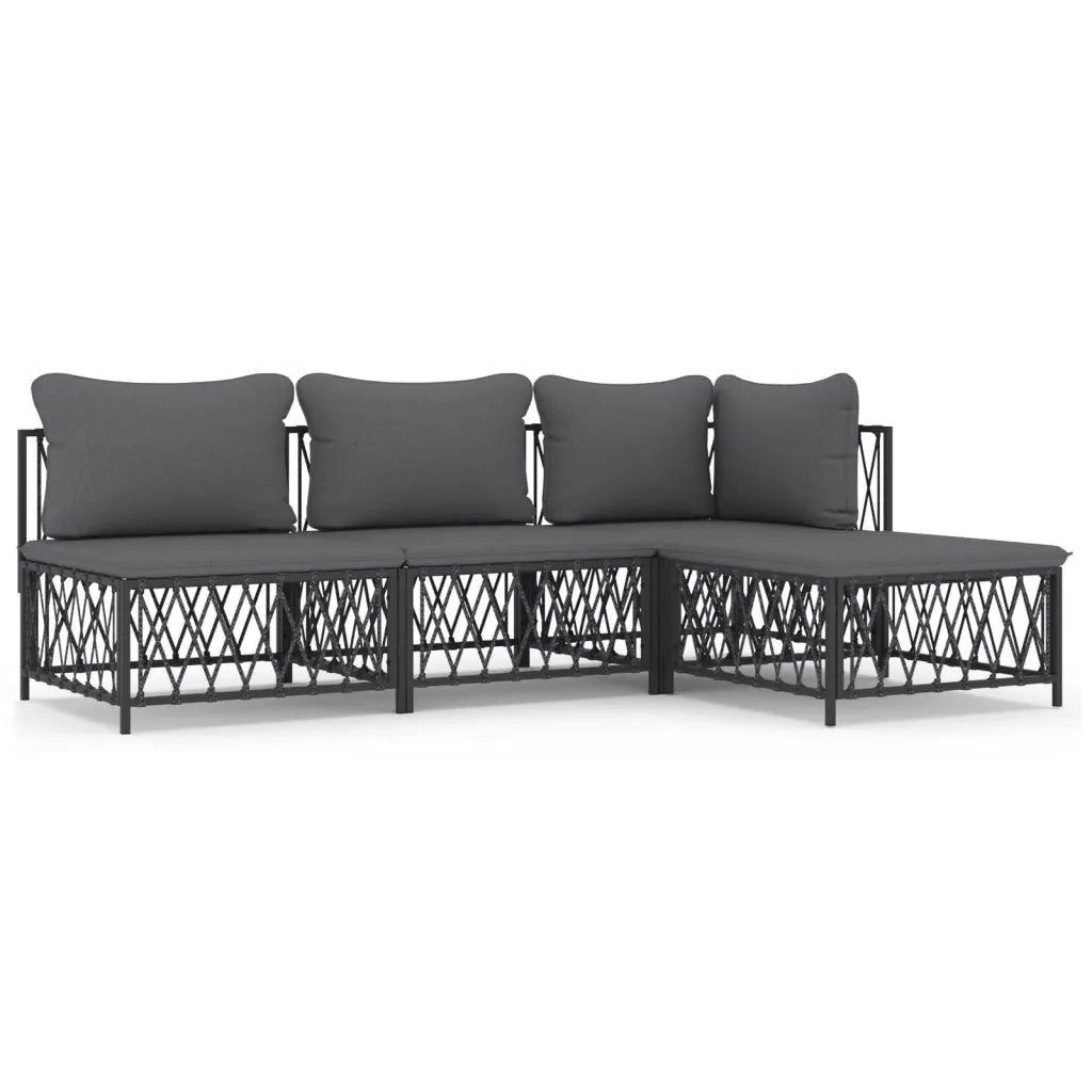 Set Salotto da Giardino 4 pz con Cuscini in Acciaio Antracite 3186853