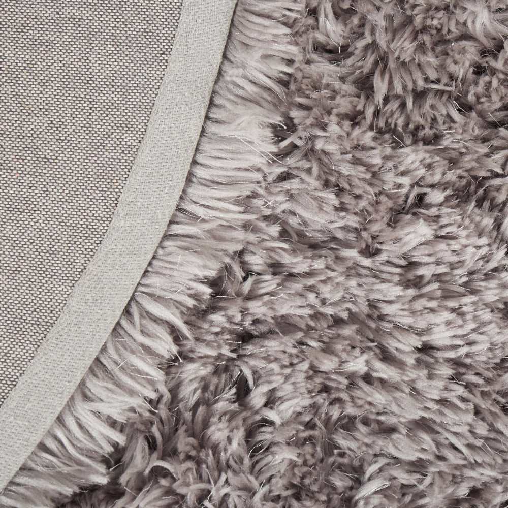 Tappeto Shaggy Tappeto a pelo lungo Solido Poliestere Grigio Rotondo 140 cm