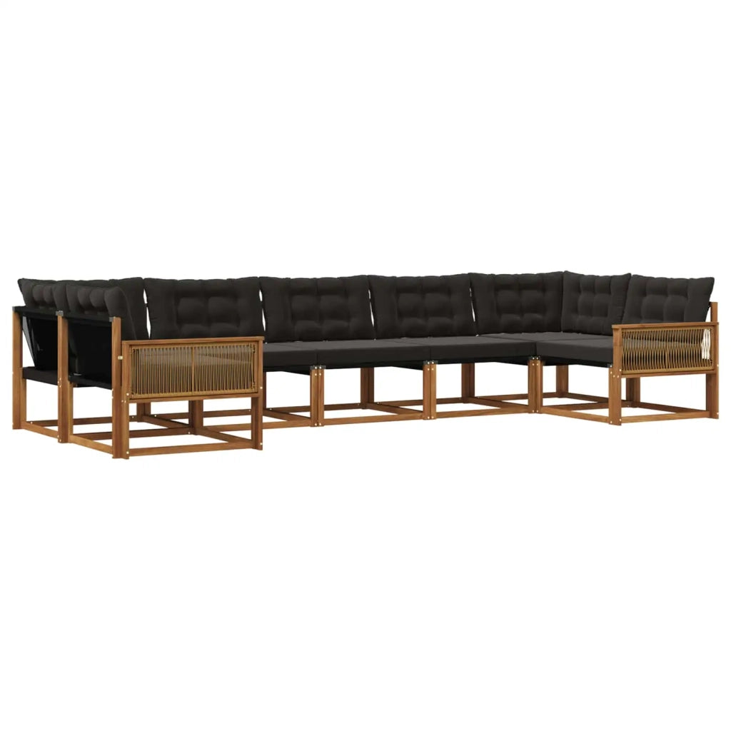 Set di divani da esterno 7 pz Naturale e Nero 3381668