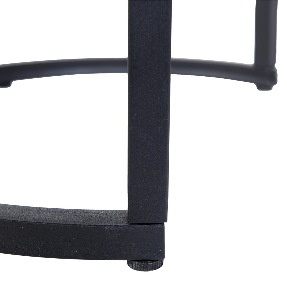 Set di 2 Tavolini Piano Effetto Cemento Scuro Struttura in Metallo