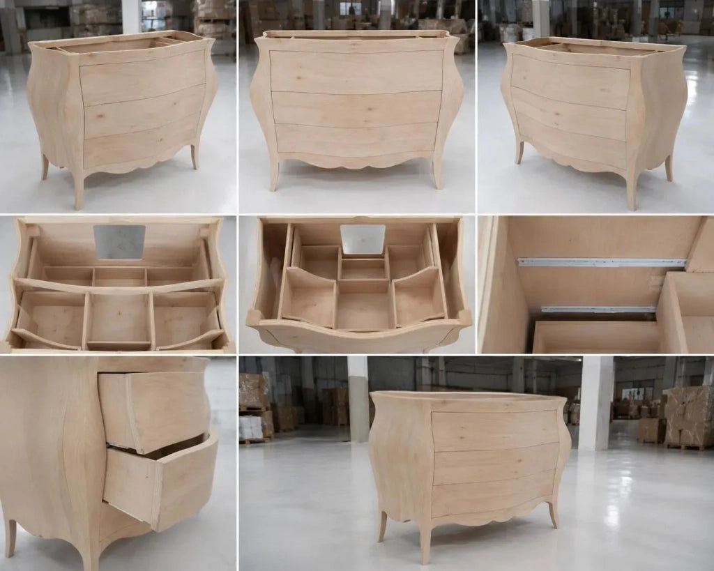 Mobile bagno bombato 3 cassetti grezzo  l.108 p.55 h.82 (3030) - Mobili 2G