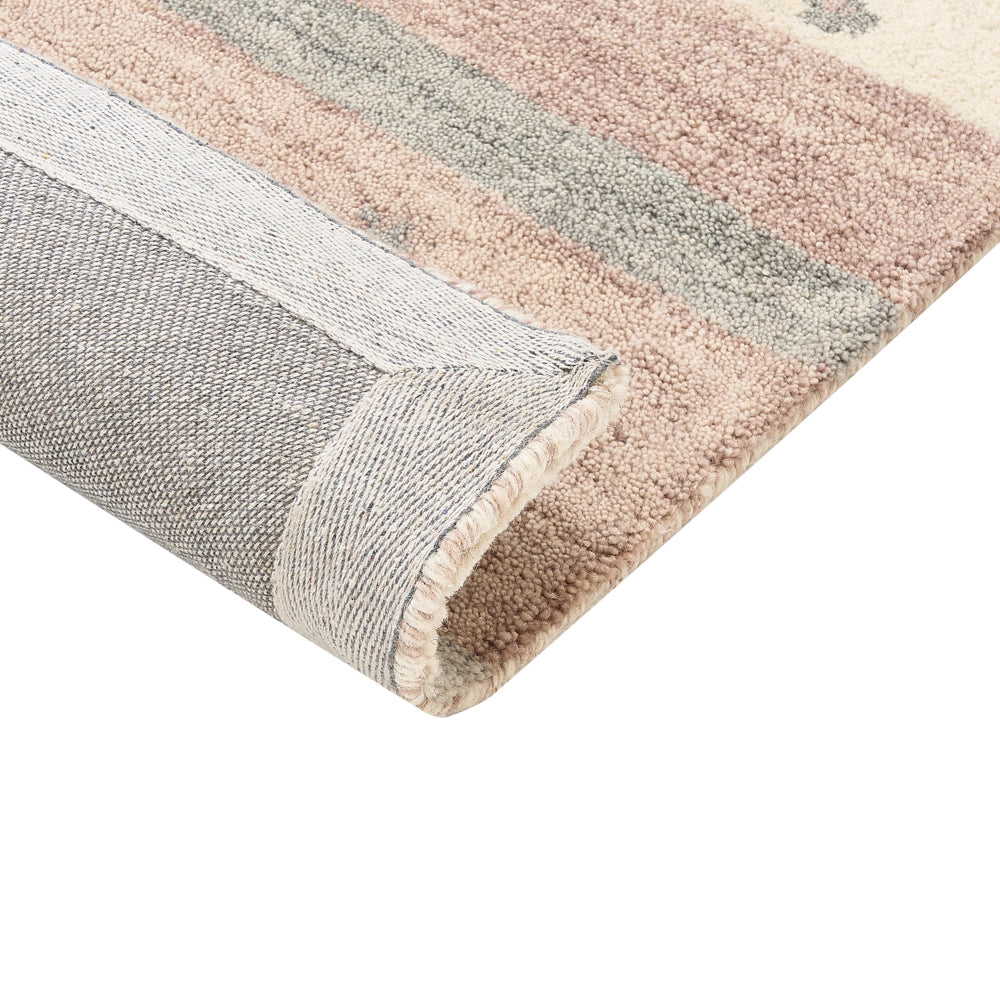 Tappeto Gabbeh in lana beige e marrone con motivo geometrico 80 x 150 cm stile boho soggiorno camera da letto