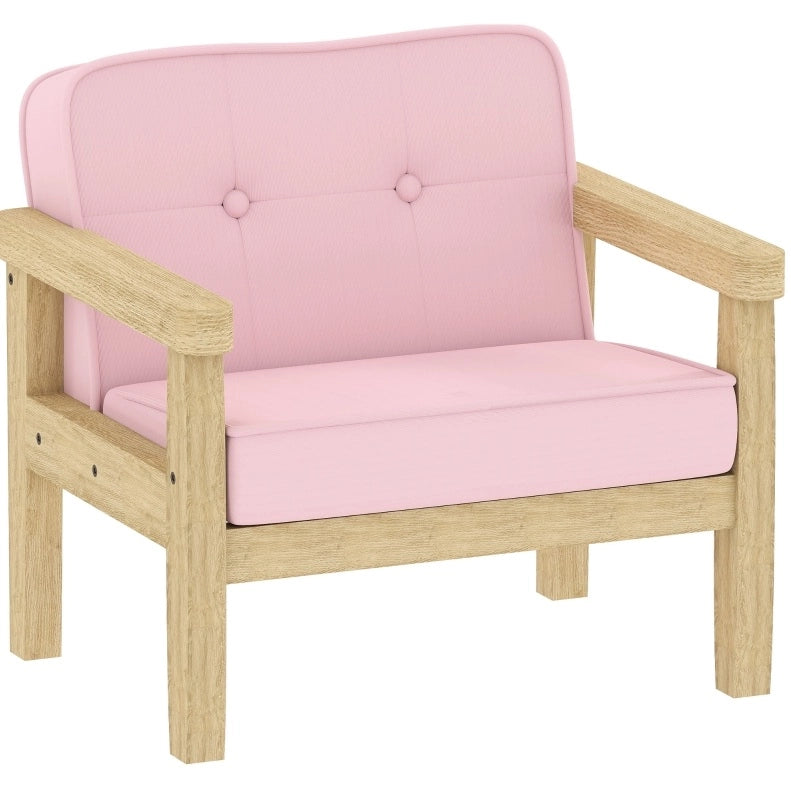 Poltroncina rosa per bambini con rivestimento effetto velluto