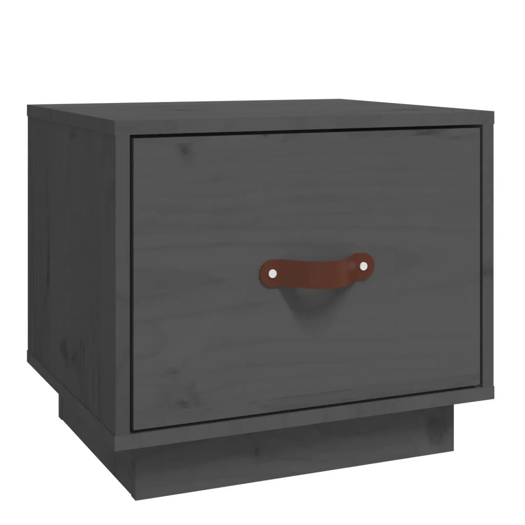 Comodino | Armadio da Notte | Mobiletto da notte Grigio 40x34x35 cm in Legno Massello di Pino