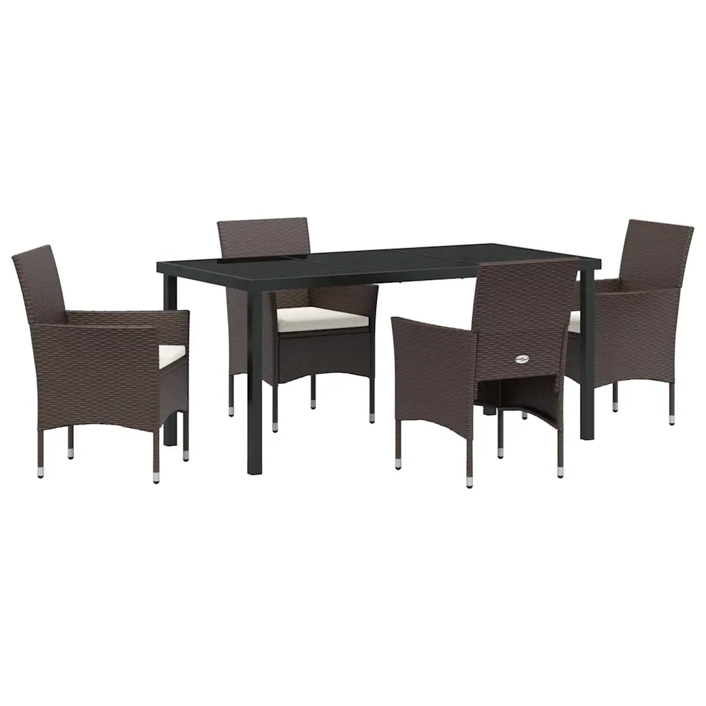 Set da Pranzo per Giardino con cuscino 5 pcs Marrone polyrattan 3379747